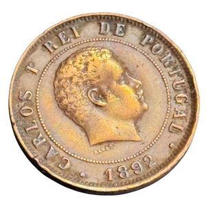 Portugal 1892 20 Reis Carlos 1 Coin - Bronze - KM#533
